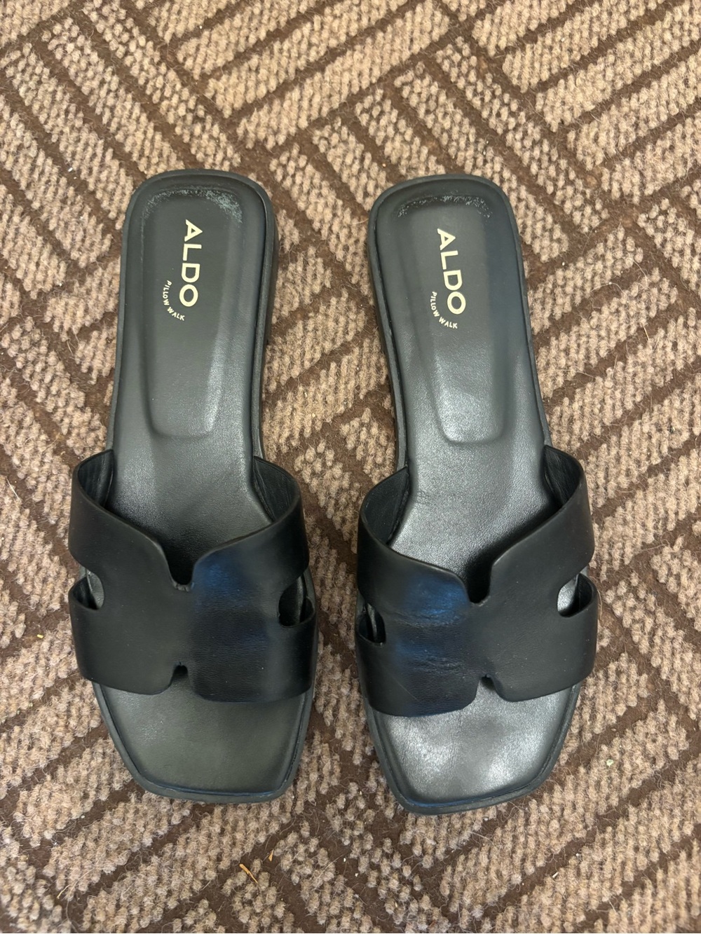 ALDO Black Leather Slide Mules